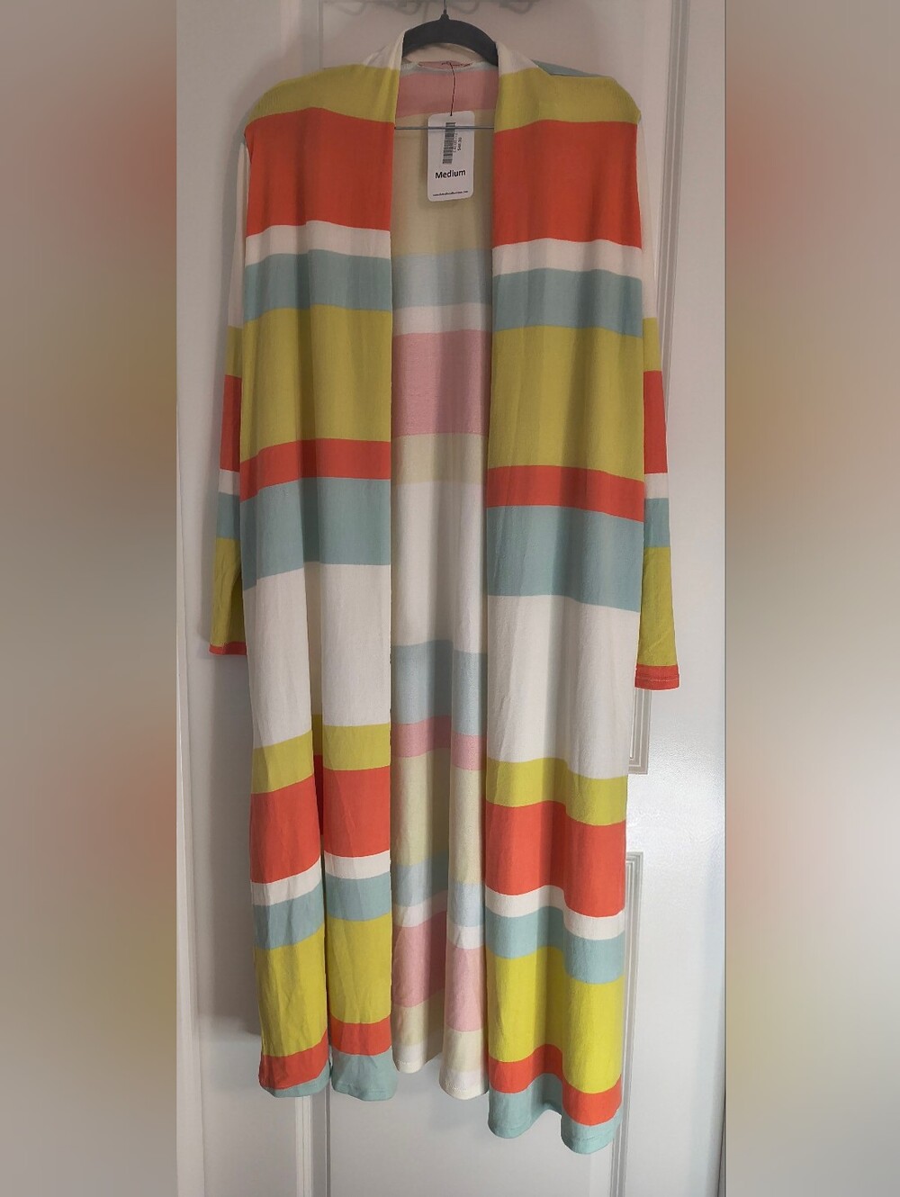 Ces Femme Multicolor Striped Long Cardigan With Pockets